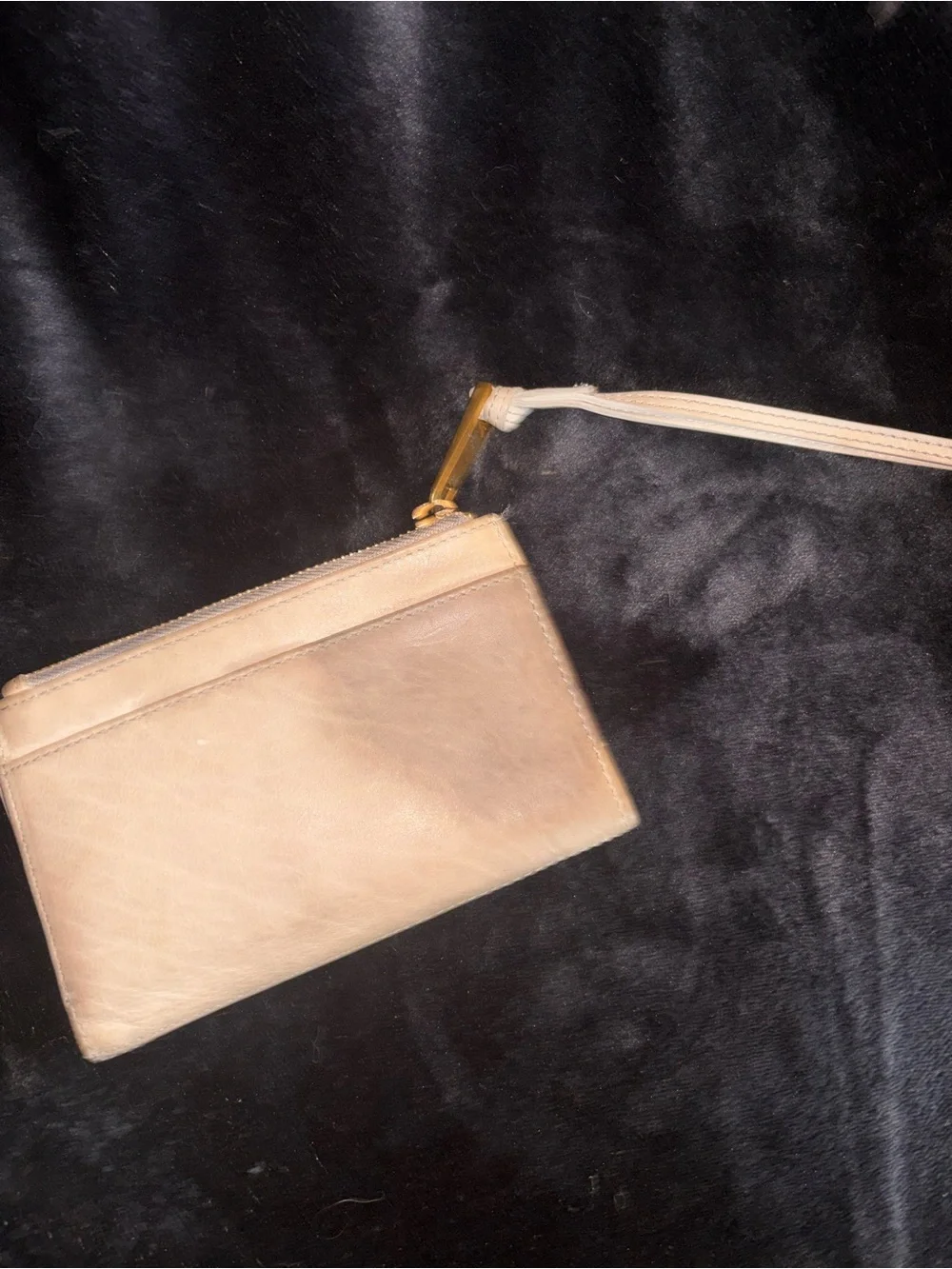 Margot New York Leather Wristlet Wallet Taupe Zip Around Clutch Organizer